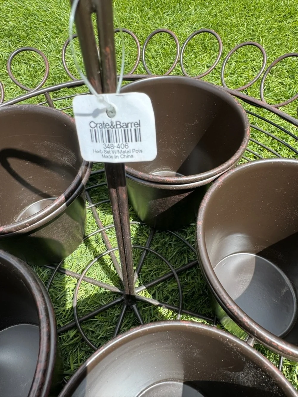 NWT Crate&Barrel Herb Set with Metal Pots